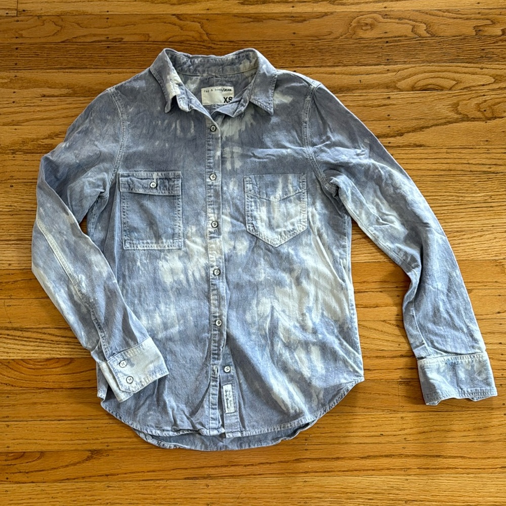 Rag And Bone Bleached Chambray Button Up Shirt. S… - image 1